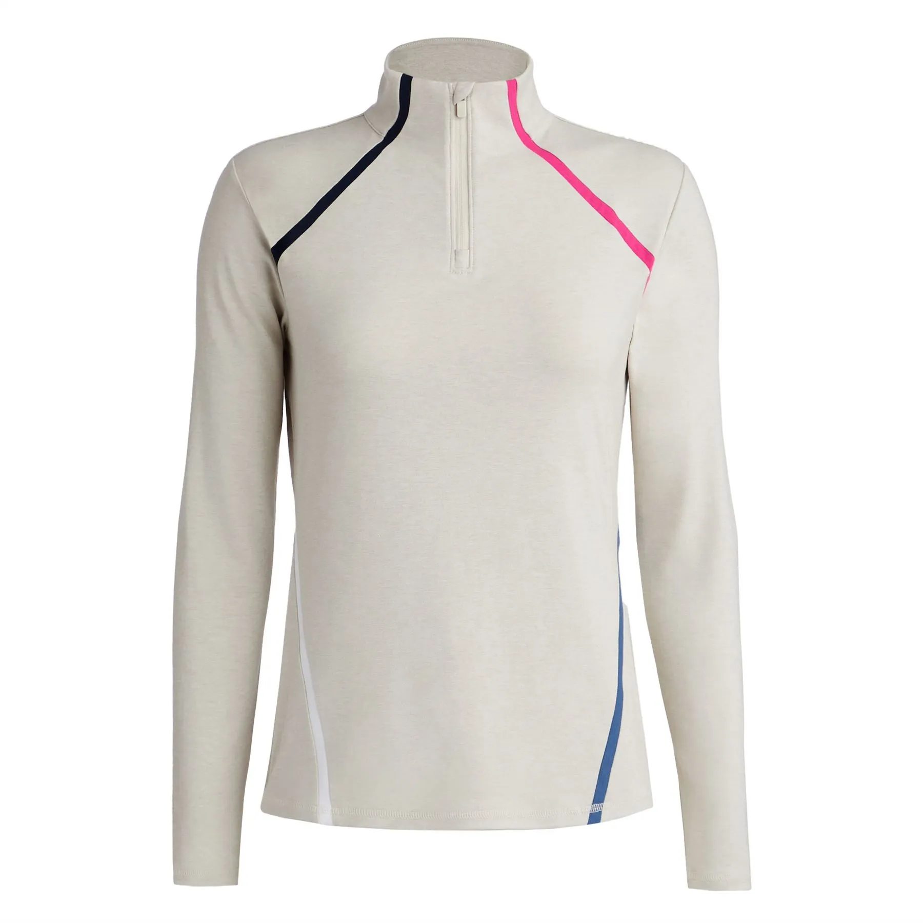 Womens Colour Block Luxe Staple Quarter Zip Pullover Stone Heather - AW23