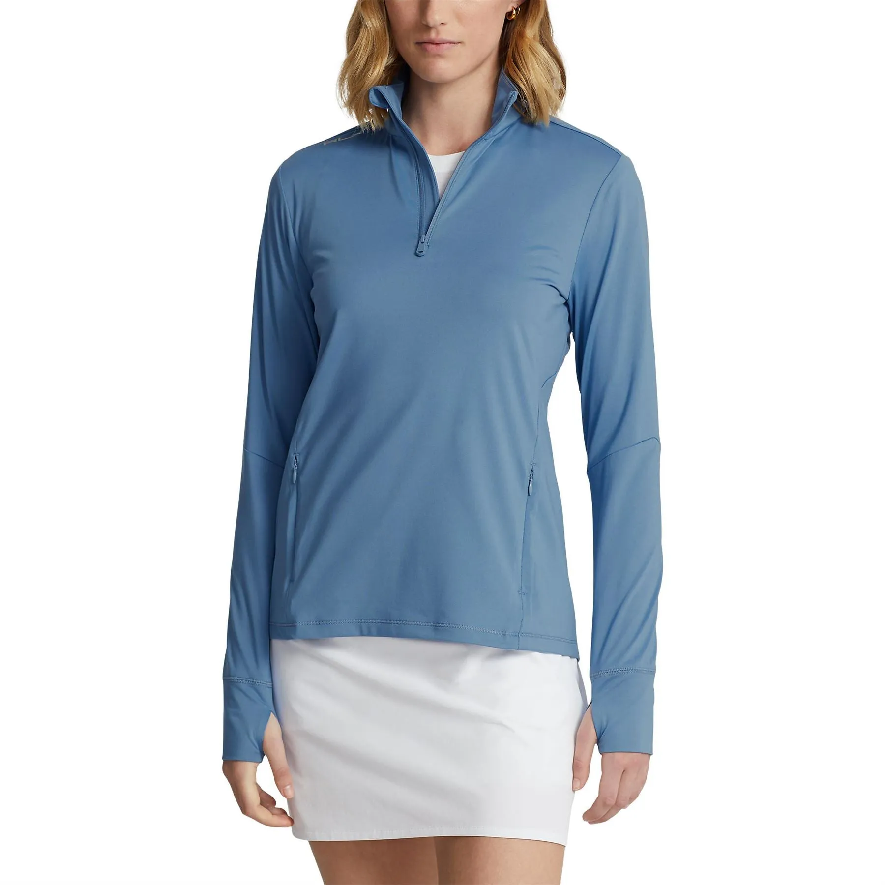 Womens Stretch Jersey Quarter-Zip Pullover Hatteras Blue - SS23