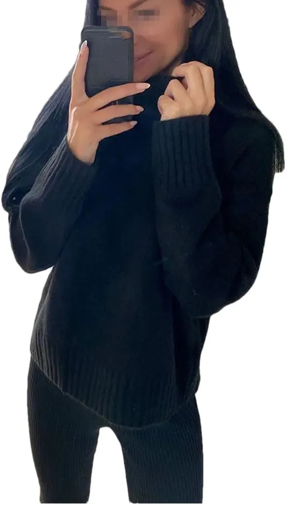 Women's Winter Casual Oversize Thick Sweater Autumn Women Loose Turtleneck Jumper