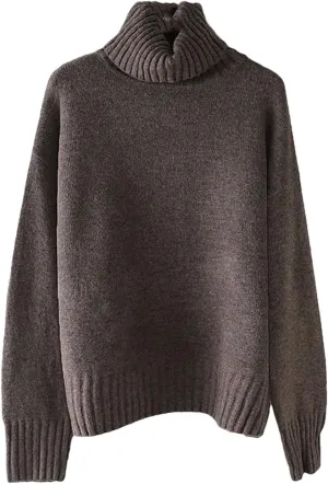 Women's Winter Casual Oversize Thick Sweater Autumn Women Loose Turtleneck Jumper