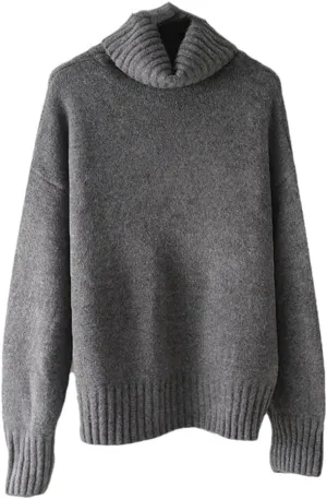 Women's Winter Casual Oversize Thick Sweater Autumn Women Loose Turtleneck Jumper