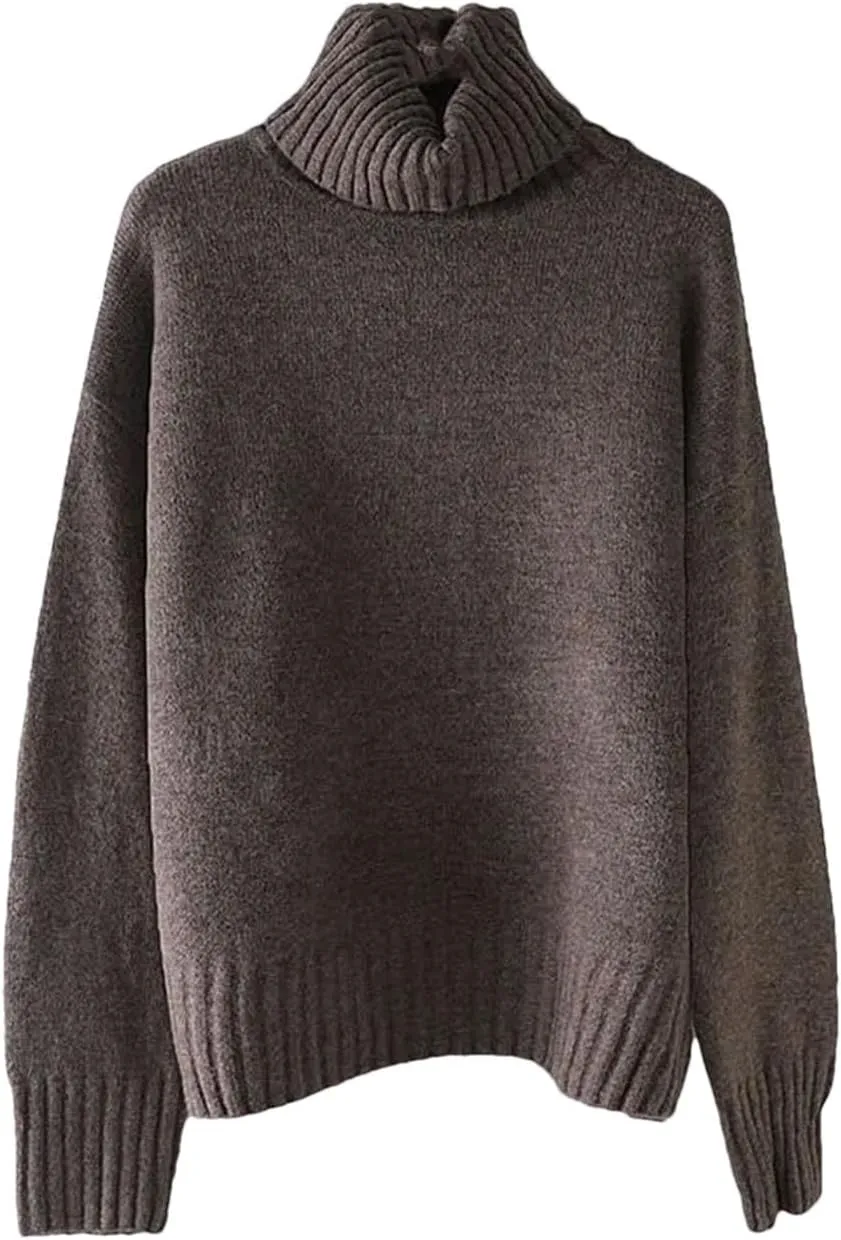 Women's Winter Casual Oversize Thick Sweater Autumn Women Loose Turtleneck Jumper