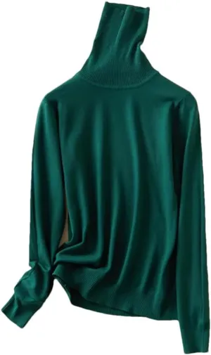 Women's Winter Top Solid Pullover Thick Knitted Turtleneck Oversize Women Sweater