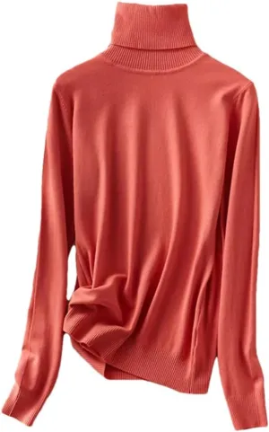 Women's Winter Top Solid Pullover Thick Knitted Turtleneck Oversize Women Sweater