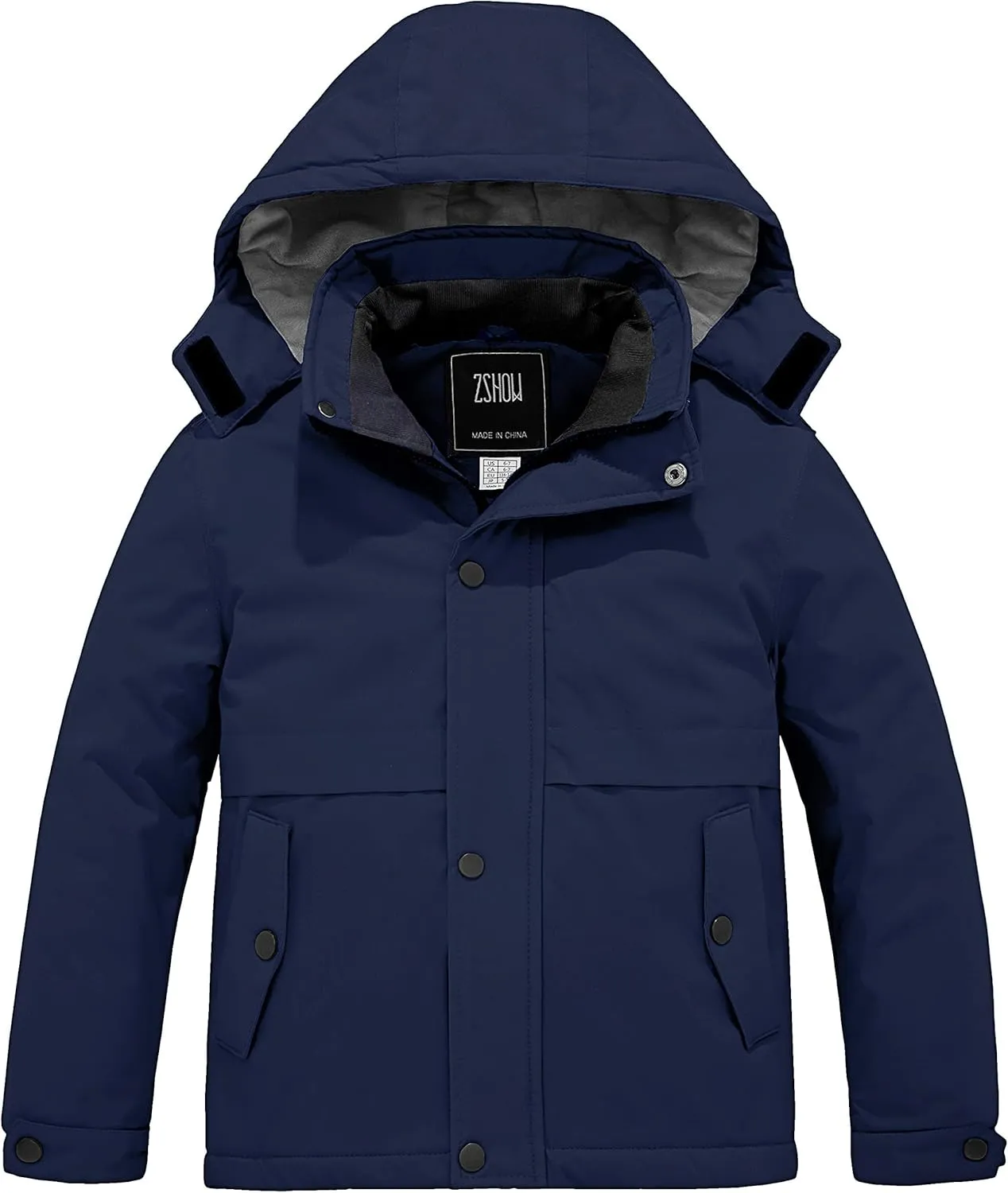 ZSHOW Boys' Waterproof Ski Jacket Hooded Fleece Lined Raincoat Warm Winter Coat