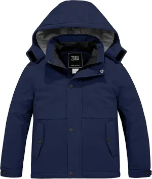 ZSHOW Boys' Waterproof Ski Jacket Hooded Fleece Lined Raincoat Warm Winter Coat